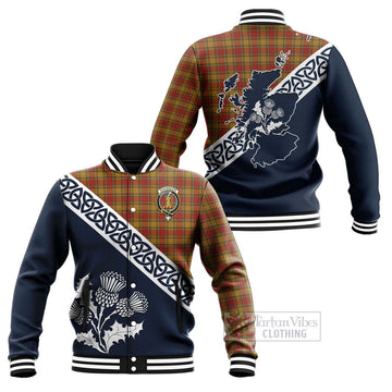 Scrymgeour Tartan Baseball Jacket Featuring Thistle and Scotland Map Unisex - Tartan Vibes Clothing