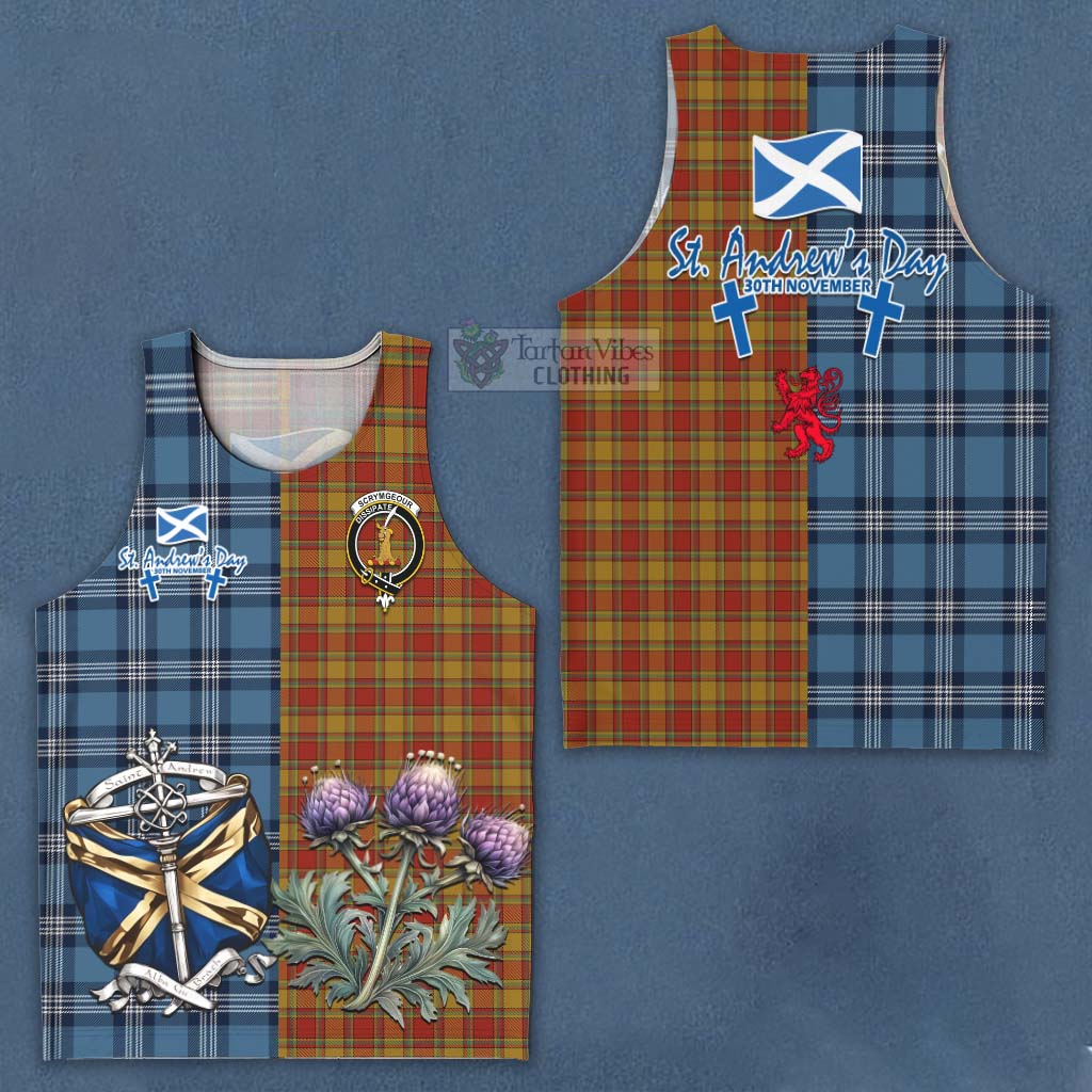 Scrymgeour Tartan Men's Tank Top Happy St. Andrew's Day Half Tartan Style Men - Tartan Vibes Clothing