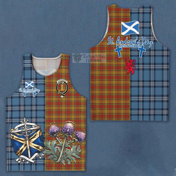 Scrymgeour Tartan Men's Tank Top Happy St. Andrew's Day Half Tartan Style Men - Tartan Vibes Clothing