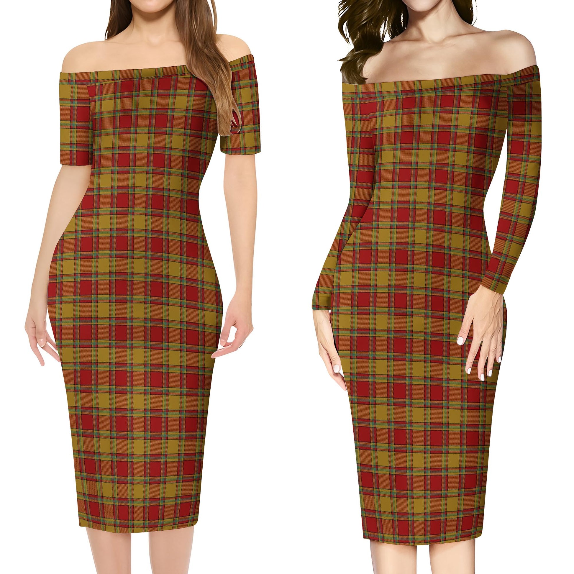 Scrymgeour Tartan Off Shoulder Lady Dress Women's Dress - Tartan Vibes Clothing