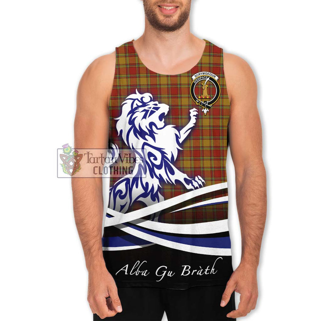 Scrymgeour Tartan Men's Tank Top with Alba Gu Brath Regal Lion Emblem Men - Tartan Vibes Clothing