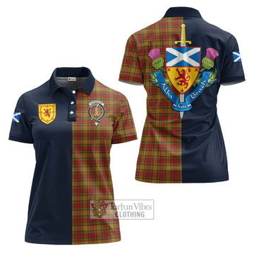 Scrymgeour Tartan Women's Polo Shirt Alba with Scottish Lion Royal Arm Half Style Women - Tartan Vibes Clothing