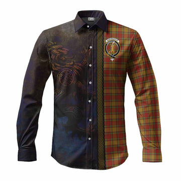 Scrymgeour Tartan Family Crest Long Sleeve Button Shirt Alba Gu Brath Be Brave Lion Ancient Style Men's Shirt S - Tartan Vibes Clothing