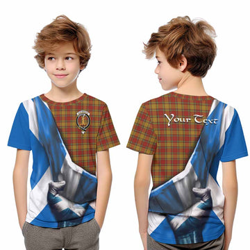 Scrymgeour Tartan Kid T-Shirt with Family Crest Scotland Patriotic Style Youth XL Size14 - Tartan Vibes Clothing