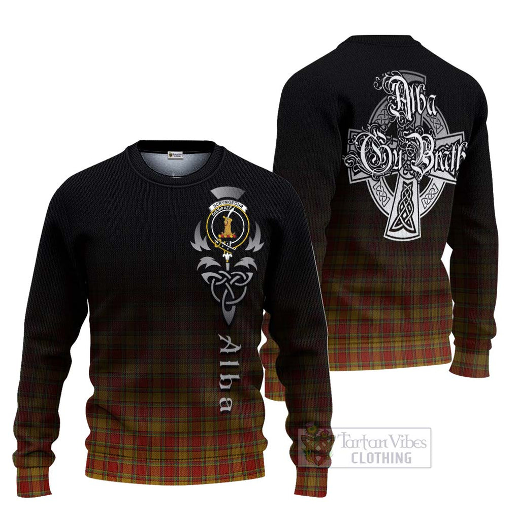Scrymgeour Tartan Ugly Sweater Featuring Alba Gu Brath Family Crest Celtic Inspired Unisex - Tartan Vibes Clothing