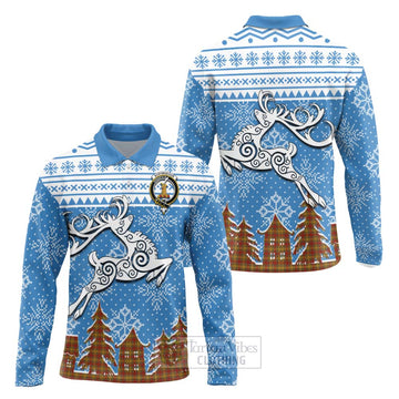 Scrymgeour Clan Christmas Long Sleeve Polo Shirt Celtic Reindeer Style Unisex - Tartan Vibes Clothing