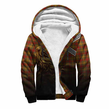 Tartan Vibes Clothing Scrymgeour Crest Tartan Sherpa Hoodie with Golden Lion Emblem Celtic Style