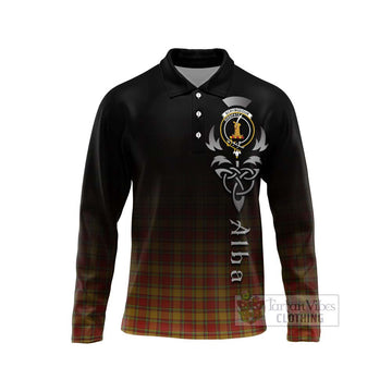Scrymgeour Tartan Long Sleeve Polo Shirt Featuring Alba Gu Brath Family Crest Celtic Inspired Unisex - Tartan Vibes Clothing