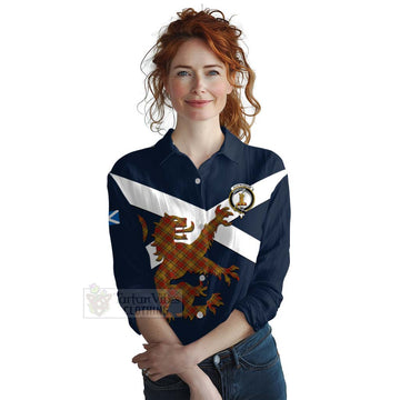 Scrymgeour Tartan Lion Rampant Women's Casual Shirt Proudly Display Your Heritage with Alba Gu Brath and Clan Name Female - Tartan Vibes Clothing