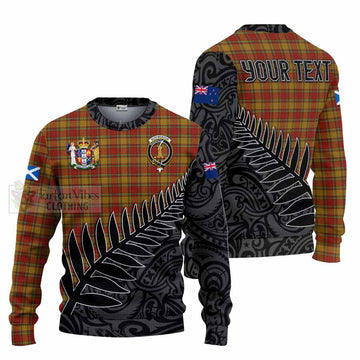 Tartan Vibes Clothing Scrymgeour Crest Tartan Knitted Sweater with New Zealand Silver Fern Half Style