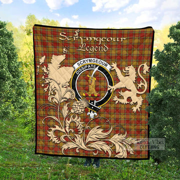 Tartan Vibes Clothing Scrymgeour Tartan Quilt with Family Crest and Scottish Symbol Style
