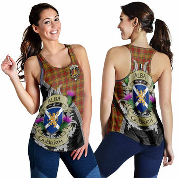 Scrymgeour Tartan Family Crest Women's Racerback Tanks Lion Rampant Royal Thistle Shield Celtic Inspired 4XL - Tartan Vibes Clothing