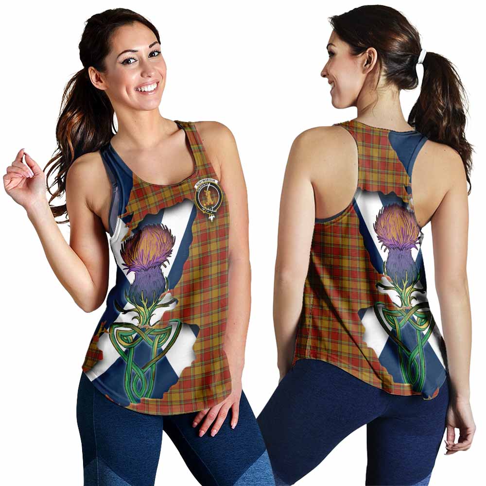 Tartan Vibes Clothing Scrymgeour Tartan Family Crest Women's Racerback Tanks Scottish Thistle Celtic Inspired
