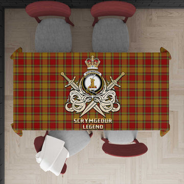 Scrymgeour Tartan Tablecloth with Clan Crest and the Golden Sword of Courageous Legacy