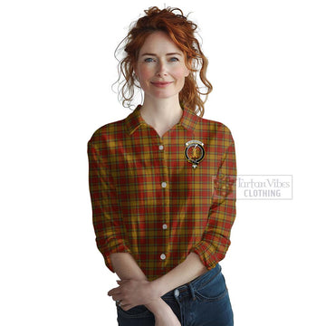 Scrymgeour Tartan Women's Casual Shirt with Family Crest Celtic Skull Style Female - Tartan Vibes Clothing