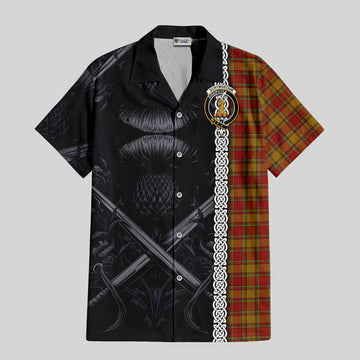 Scrymgeour Tartan Hawaiian Shirt with Family Crest Cross Sword Thistle Celtic Vibes Kid - Tartan Vibes Clothing