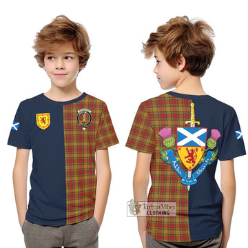 Scrymgeour Tartan Kid T-Shirt Alba with Scottish Lion Royal Arm Half Style Youth XL Size14 - Tartan Vibes Clothing