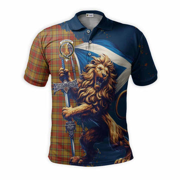 Scrymgeour Tartan Family Crest Men's Polo Shirt with Scottish Majestic Lion Kid - Tartan Vibes Clothing