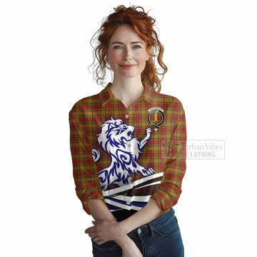 Scrymgeour Tartan Women's Casual Shirt with Alba Gu Brath Regal Lion Emblem Female - Tartan Vibes Clothing