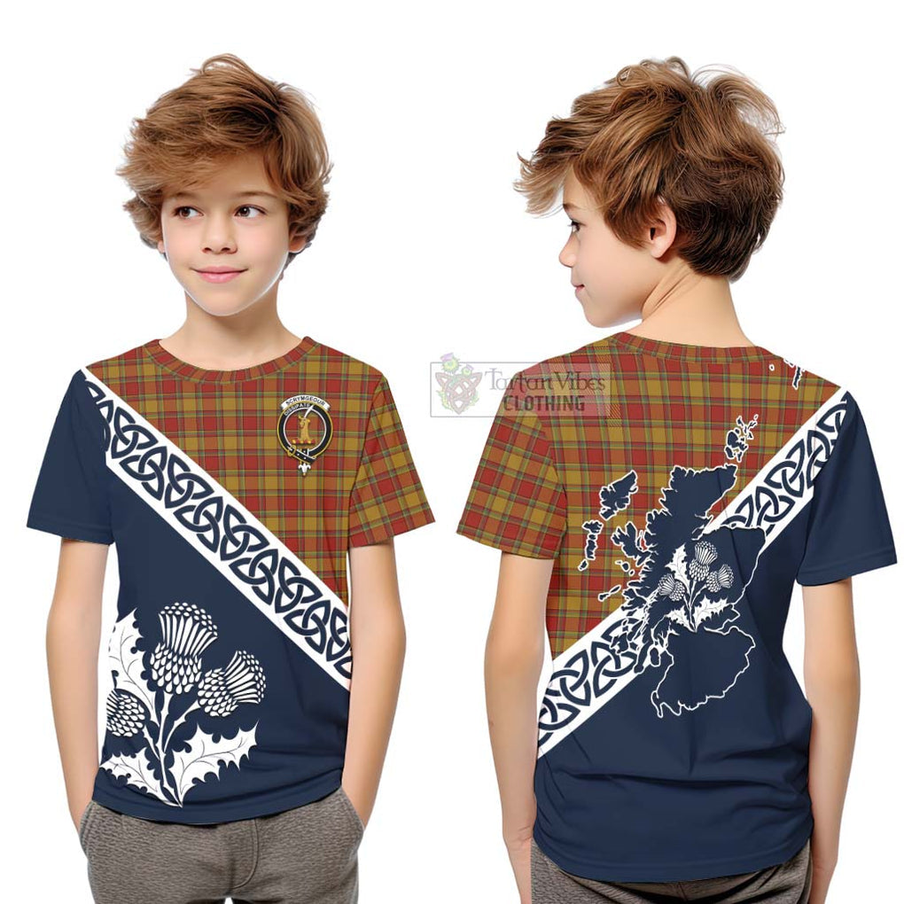 Scrymgeour Tartan Kid T-Shirt Featuring Thistle and Scotland Map Youth XL Size14 - Tartan Vibes Clothing
