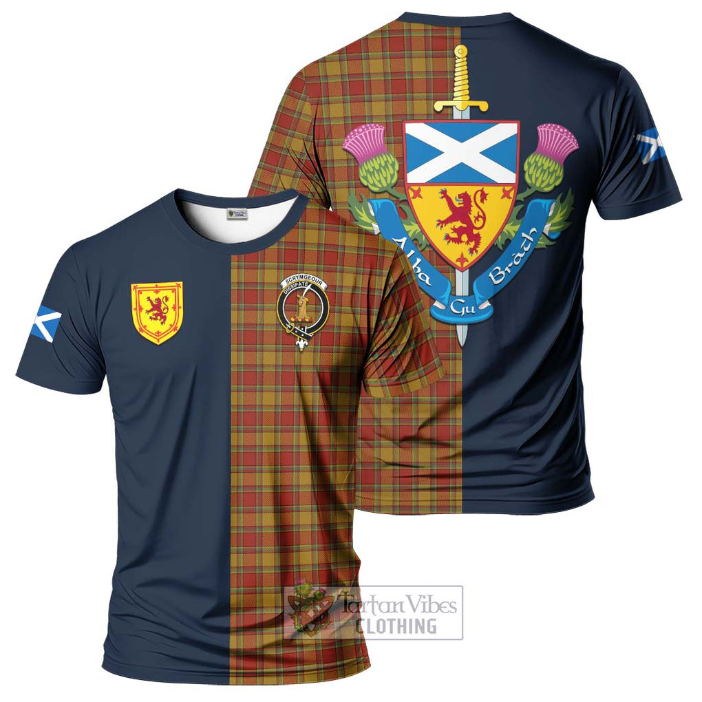 Scrymgeour Tartan T-Shirt Alba with Scottish Lion Royal Arm Half Style Kid's Shirt - Tartan Vibes Clothing
