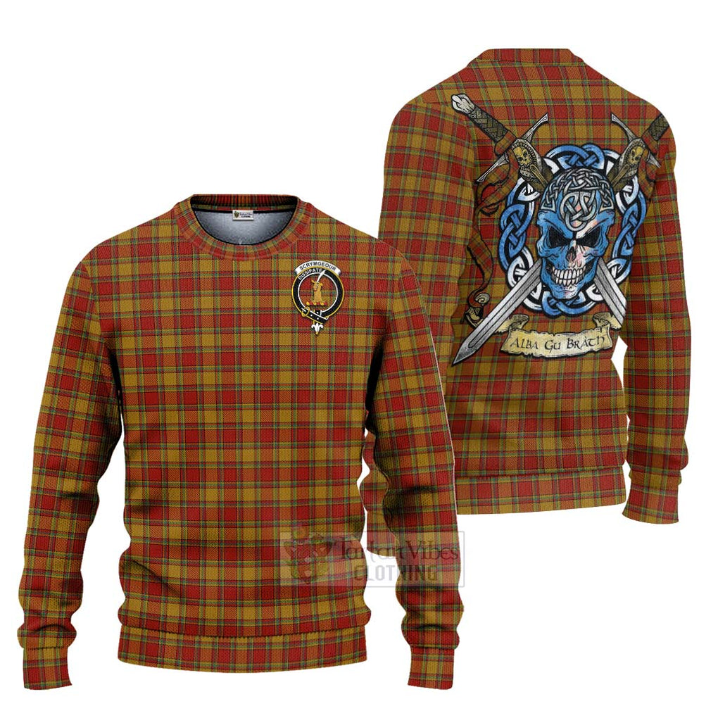 Scrymgeour Tartan Ugly Sweater with Family Crest Celtic Skull Style Unisex - Tartan Vibes Clothing