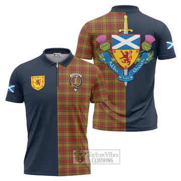 Scrymgeour Tartan Zipper Polo Shirt Alba with Scottish Lion Royal Arm Half Style Unisex - Tartan Vibes Clothing
