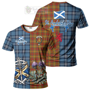 Scrymgeour Tartan T-Shirt Happy St. Andrew's Day Half Tartan Style Kid's Shirt - Tartan Vibes Clothing