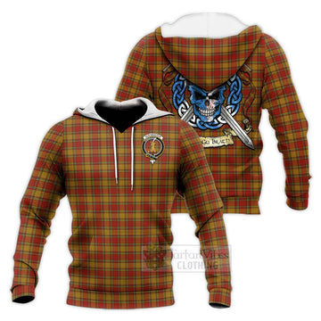 Scrymgeour Tartan Knitted Hoodie with Family Crest Celtic Skull Style Unisex Knitted Pullover Hoodie - Tartan Vibes Clothing