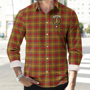 Scrymgeour Tartan Long Sleeve Button Up Shirt with Family Crest