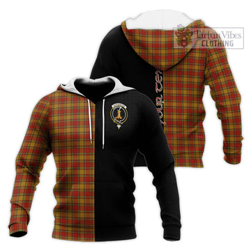 Scrymgeour Tartan Knitted Hoodie with Family Crest and Half Of Me Style Unisex Knitted Pullover Hoodie - Tartan Vibes Clothing