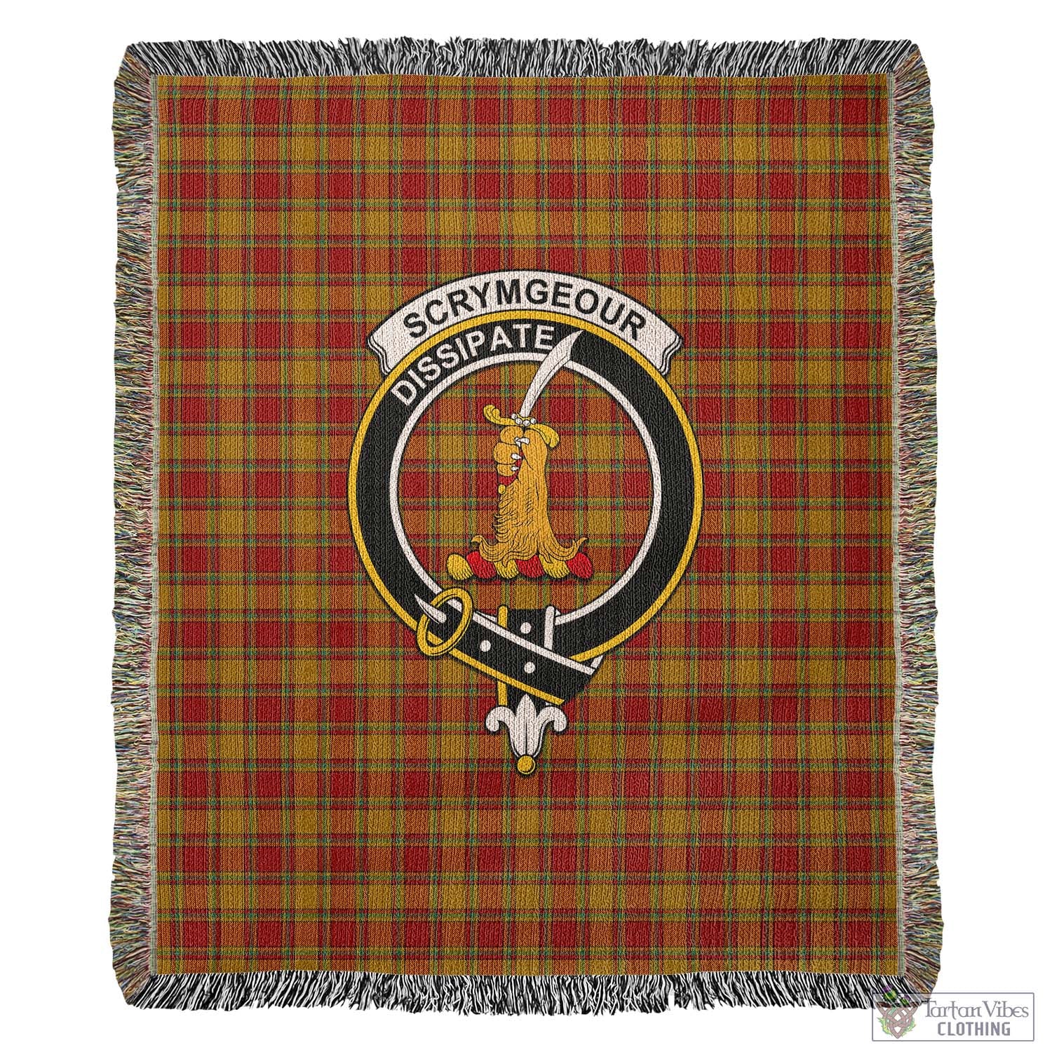 Tartan Vibes Clothing Scrymgeour Tartan Woven Blanket with Family Crest