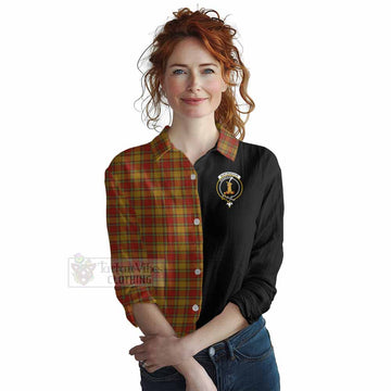 Scrymgeour Tartan Women's Casual Shirt with Family Crest and Half Of Me Style Female - Tartan Vibes Clothing