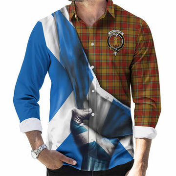 Scrymgeour Tartan Long Sleeve Button Shirt with Family Crest Scotland Patriotic Style Men's Shirt S - Tartan Vibes Clothing