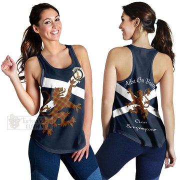 Scrymgeour Tartan Lion Rampant Women's Racerback Tanks Proudly Display Your Heritage with Alba Gu Brath and Clan Name 4XL - Tartan Vibes Clothing