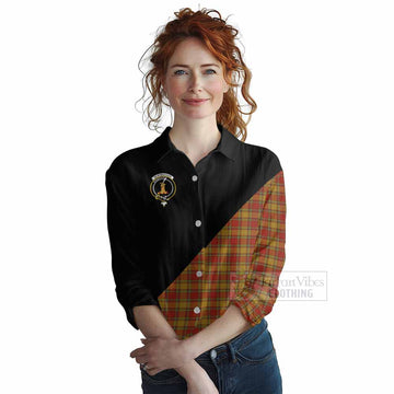 Scrymgeour Tartan Women's Casual Shirt with Family Crest and Military Logo Style Female - Tartan Vibes Clothing