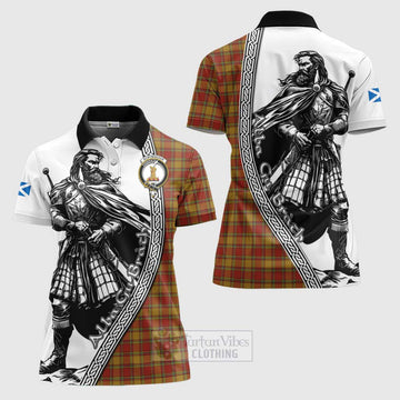 Scrymgeour Tartan Clan Crest Women's Polo Shirt with Highlander Warrior Celtic Style Women - Tartan Vibes Clothing