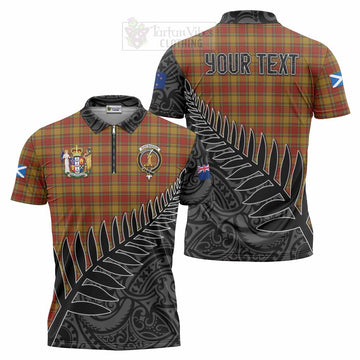 Tartan Vibes Clothing Scrymgeour Crest Tartan Zipper Polo Shirt with New Zealand Silver Fern Half Style