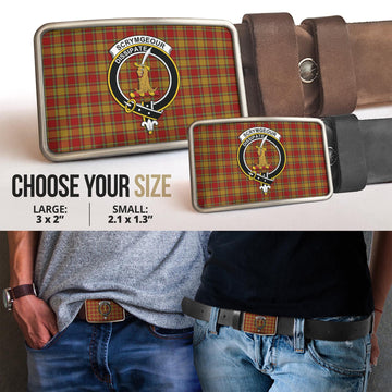 Scrymgeour Tartan Belt Buckles with Family Crest