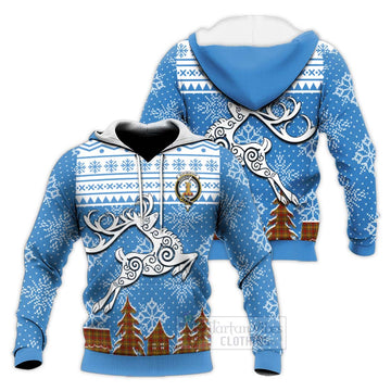 Scrymgeour Clan Christmas Knitted Hoodie Celtic Reindeer Style Unisex Knitted Pullover Hoodie - Tartan Vibes Clothing