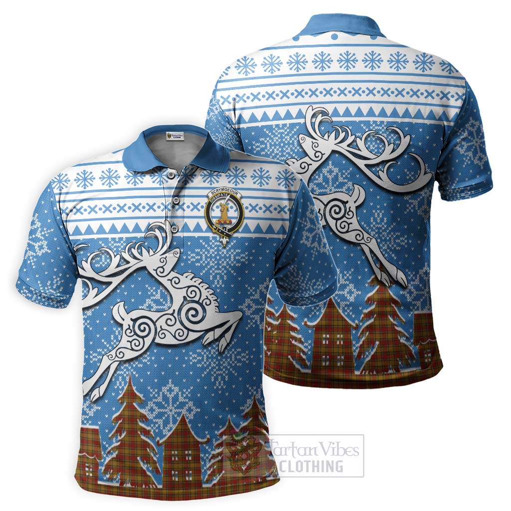Scrymgeour Clan Christmas Polo Shirt Celtic Reindeer Style Kid - Tartan Vibes Clothing