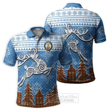 Tartan Vibes Clothing Scrymgeour Clan Christmas Polo Shirt Celtic Reindeer Style