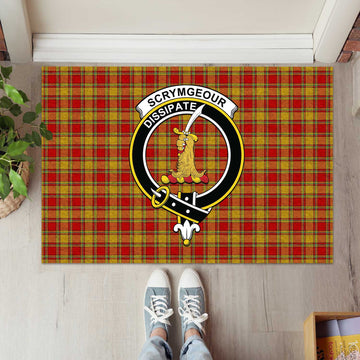Scrymgeour Tartan Rubber Doormat with Family Crest