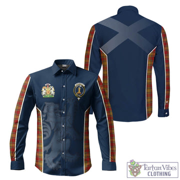 Scrymgeour Tartan Long Sleeve Button Up Shirt with Family Crest and Lion Rampant Vibes Sport Style Men's Shirt - Tartan Vibes Clothing