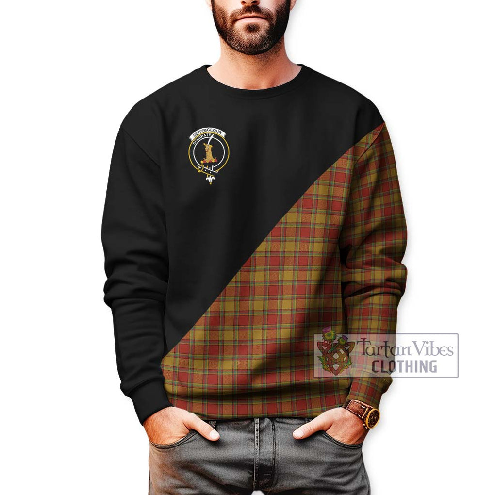 Scrymgeour Tartan Sweatshirt with Family Crest and Military Logo Style Unisex - Tartan Vibes Clothing