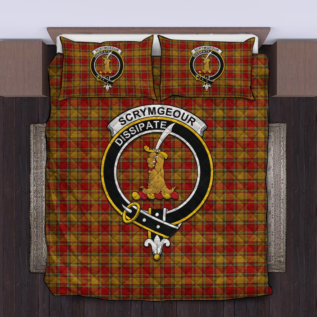 Scrymgeour Tartan Quilt Bed Set with Family Crest King - Tartan Vibes Clothing