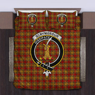Scrymgeour Tartan Quilt Bed Set with Family Crest King - Tartan Vibes Clothing