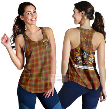 Scrymgeour Tartan Women's Racerback Tanks with Family Crest and Bearded Skull Holding Bottles of Whiskey 4XL - Tartan Vibes Clothing