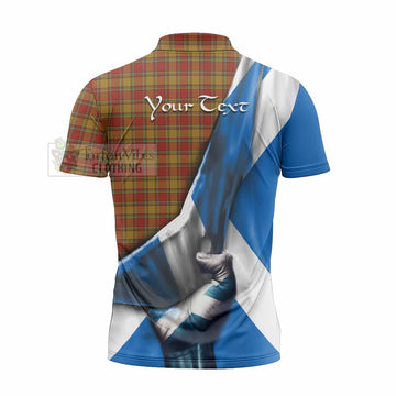 Scrymgeour Tartan Zipper Polo Shirt with Family Crest Scotland Patriotic Style - Tartan Vibes Clothing