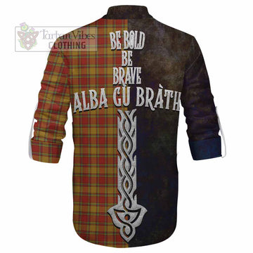 Scrymgeour Tartan Family Crest Ghillie Kilt Shirt Alba Gu Brath Be Brave Lion Ancient Style - Tartan Vibes Clothing